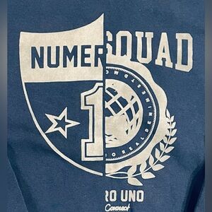 Numero Uno Crewneck Vintage Blue Sweatshirt, size medium, graphic